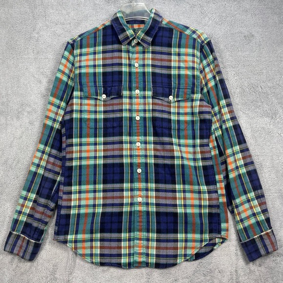 J.Crew Other - J.Crew Button Down Shirt Mens S Blue Plaid Sporting Goods Flannel Y2K Vintage